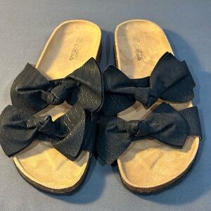 Mata black two bow strap  Sandal  shoes  WOMEN Size  10